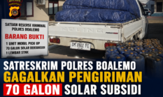 Satreskrim Polres Boalemo Gagalkan Pengiriman 70 Galon Solar Subsidi